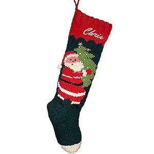 Christmas Stocking Personalized Hand Knit Vintage Santa Stocking