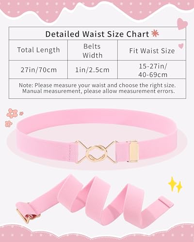 Kajeer Kids Elastic Belt for Girls,3 Pack Youth Belts Stretch Adjustable Gold Round buckle Toddler Belts for Uniform Casual2