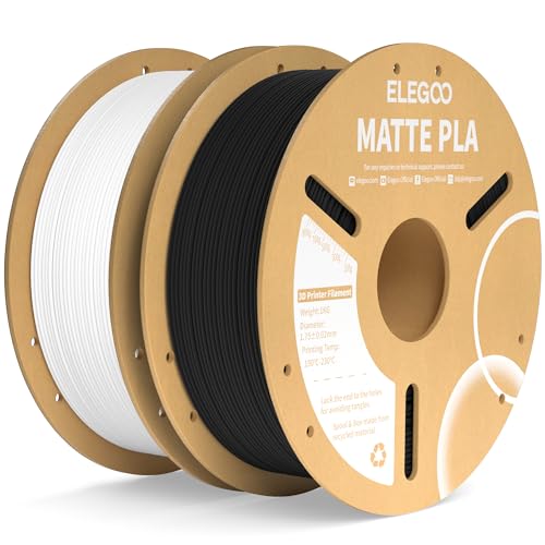 ELEGOO Matte PLA 3D Printer Filament Black/White 2KG 1.75mm, Matte Finish