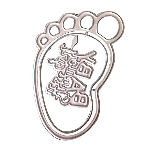Troqueles de corte de metal para hacer tarjetas de los niños DIY Puzzle Toy Baby Foot Metal Cutting Dies DIY Scrapbook Grabar tarjetas de papel foto Stencil molde - Plata