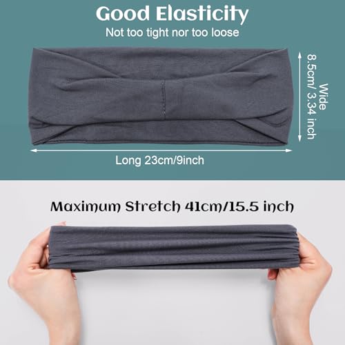 4 Stück Stirnband Herren, Elastisch Breites Haarband Sport Männer Atmungsaktiv Schweißband Stirn rutschfest für Fitness Joggen Laufen Radfahren Basketball (Schwarz, Dunkelgrau)