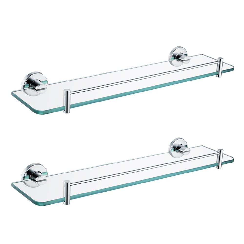 NUHSLF Shower Caddy 2021 Glass Shelf Bathroom Kitchen Shelf Single Tier Wall Mount Shower Caddy Bath Basket SUS