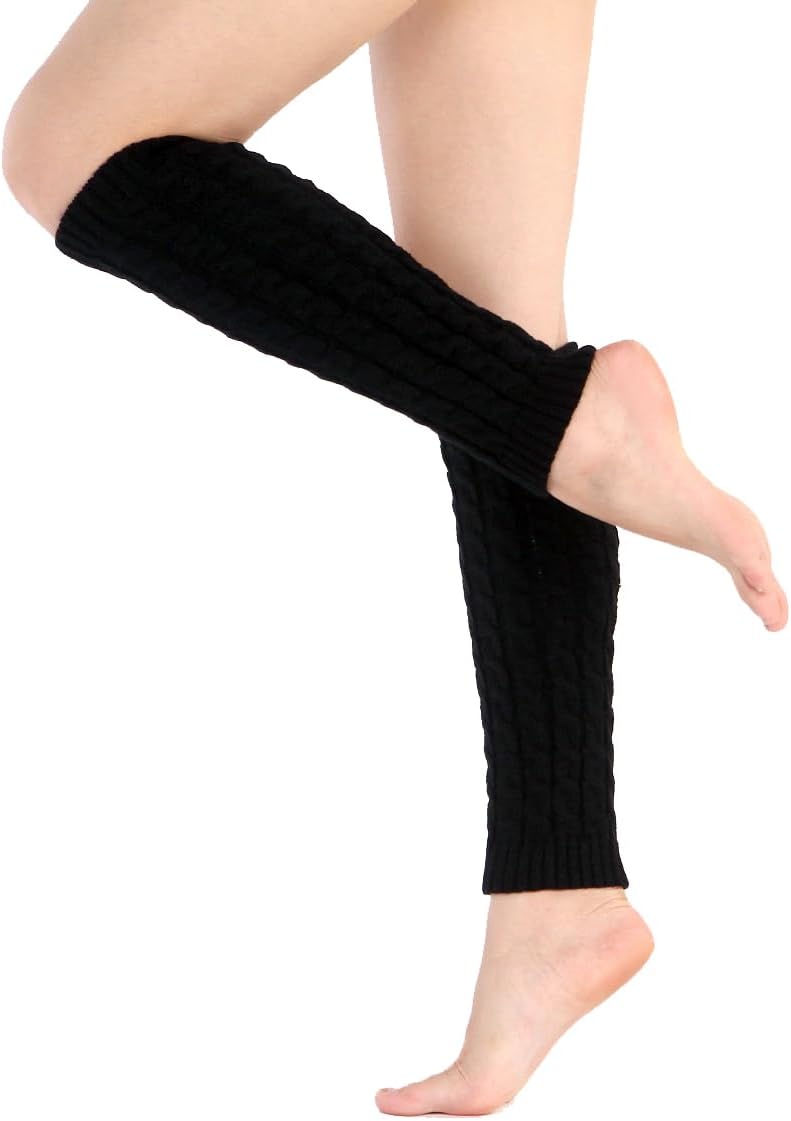 Alexvyan Self Design Long Woolen Thigh High Knee Leg Sleeve Warmer Winter Fashion Knitted Warm Boot Socks Cuffs for Women Girls