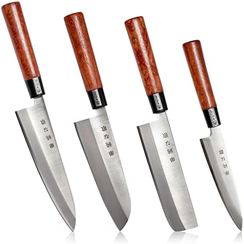 Simple Song Traditional Japanese Professional Kitchen Chef Knife Set - Premium Gyuto Santoku Nakiri Petty High Corrosion Resistance Full Tang Knife Set