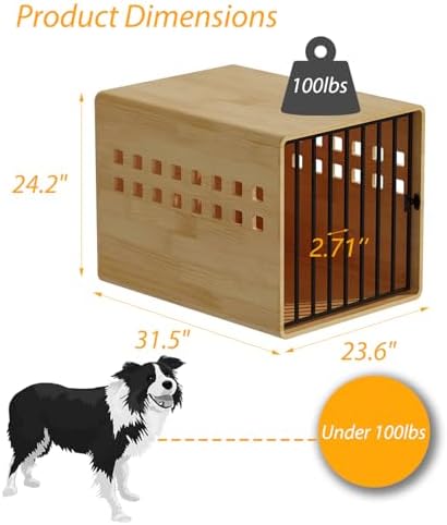 Solid Wooden Dog Crate Table for Medium & Small Dogs