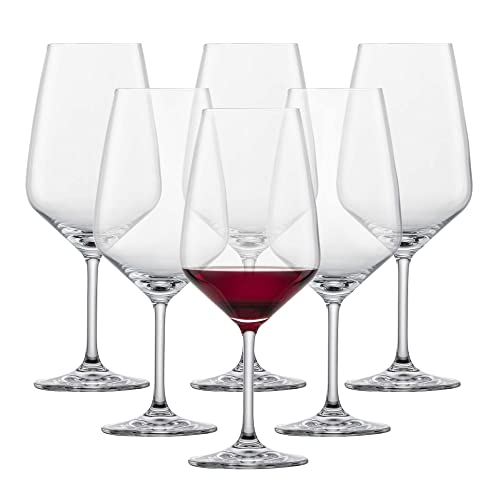 SCHOTT ZWIESEL Bordeaux Rotweinglas Taste (6er-Set), zeitlose Bordeauxgläser für Rotwein, spülmaschinenfeste Tritan-Kristallgläser, Made in Germany (Art.-Nr. 115672)