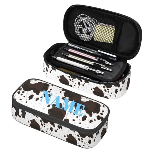 FYQZVI Personalized Western Cow Print Pencil Case Aesthetic Large Capacity Pen Pouch Storage Bag with Compartments for Travel School Office Organizer