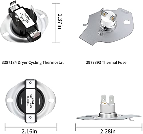 【2026 Upgraded】 279838 W10724237 Dryer Heating Element kit fit for Whirlpool Maytag Kenmore Amana Roper Dryer Thermostat Thermal Fuse 3403585 Ned4655ew1 Wed4815ew1 Medc215ew1-AMI PARTS