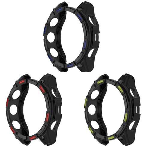 WIIKAI 3 Pack 3 Colors Watch Case Compatible for Garmin Fenix 8 51MM Solar TPU Protector Protective Cover Coverage Bumper.(51MM Solar)