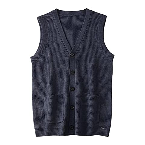 Chaleco de punto para hombre con cuello en V, sin mangas, DXL, marino Cover