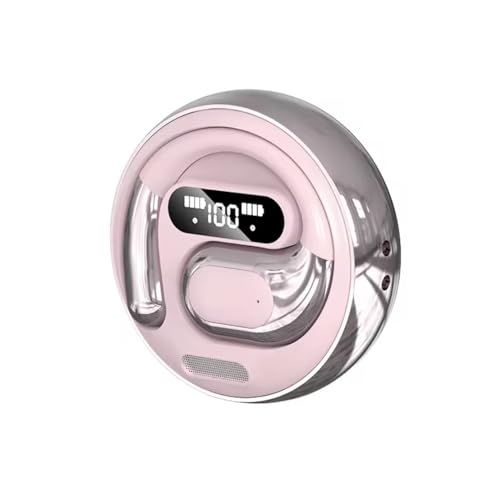 Image of Nyxo K03 Open Ear Wireless Earbuds with LED Display, Bluetooth 5.3 Clip-On Earphones, Pain-Free Design, HiFi Sound, Lightweight Sports Headphones with Charging Case for Calls, Music & Workout (Pink)