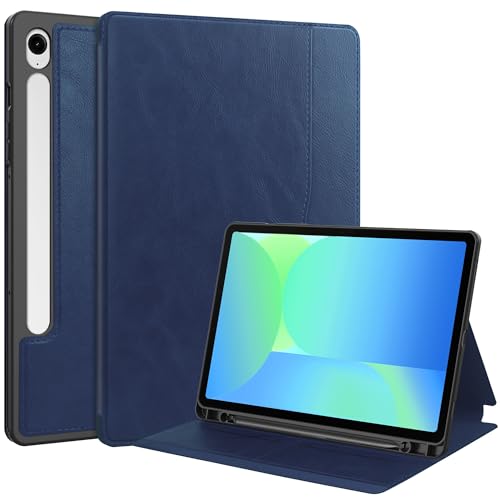 Étui de protection en cuir pour Samsung Galaxy Tab S10 FE bleu 10,9 pouces avec pochette