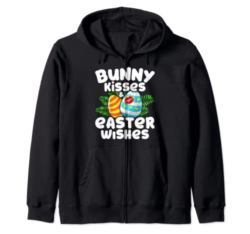 Bunny Kisses Easter Wishes - Huevos divertidos de Pascua para domingo Sudadera con Capucha