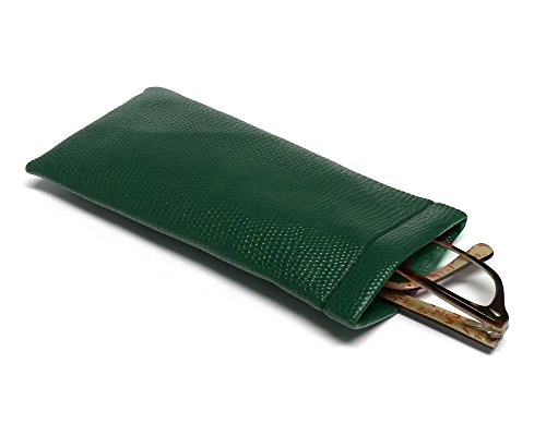 Image of Calabria Soft Squeeze Spring Top Eyeglass Case Snakeskin PU Leather Men Women Glasses Pouch Snap Closure Sunglass Bag Sleeve
