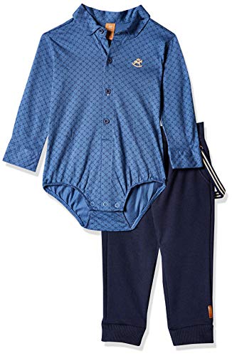 Conjunto Bebê Body e Calça Suspensório, Up Baby, Bebê Menino, Azul/Xadrez 021, G