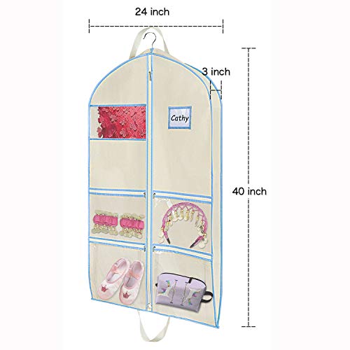 Zilink Dance Costume Garment Bag with Zipper Pockets and Handles for Children Dance Competition Carrying and Closet Storage