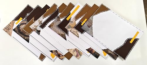 Image of Project Banao Handmade Designer Writing Sheets (10 Pcs) | A4 Size 180 GSM Vintage Aesthetic Designer Paper for Scrapbooking, Journals, Letters & DIY Projects | Aesthetic Stationery - Made in India