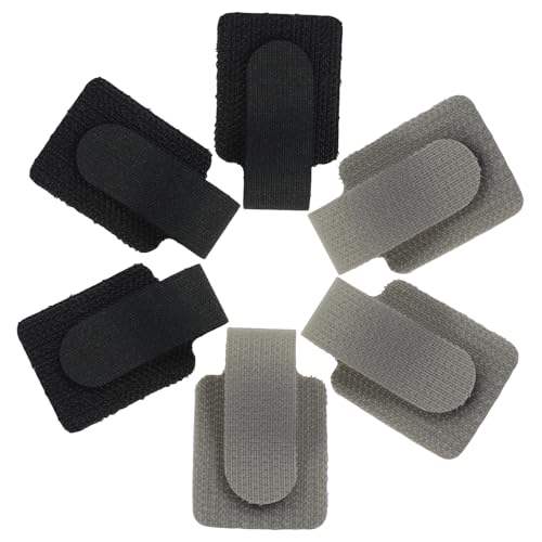 Hordion 80 unidades de abrazaderas adhesivas de velcro para cables (negro y gris) | Organizador de cables con adhesivo para debajo del escritorio, organizador ajustable de cables para oficina en casa y escritorio miniatura 5