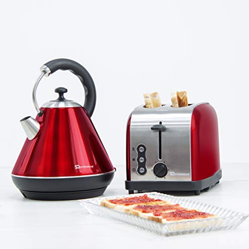 SQ Professional Kettle 2200W & 2 Slice Toaster 900W - Ruby Red