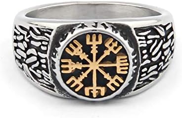 BAVIPOWER 18K Gold Plated Vegvisir Viking Compass Norse Ring Stainless Steel Asatru Pagan Scandinavian Jewelry for Men Women - Image 2