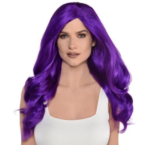 Purple Glam Wig - One Size Fits All- Vibrant Color Design, Perfect For Halloween, Costume Parties & More - 1 Pc by Party City - Used condition - US$6.31