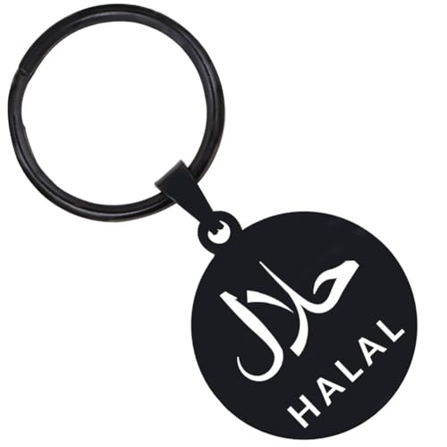 KOVEVE 2PCS Islam Halal Arabic Engraved Symbol Stainless Steel Keychain