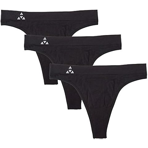 Balanced Tech Women's Seamless Thong Panties 3-Pack - Black - Large Cover