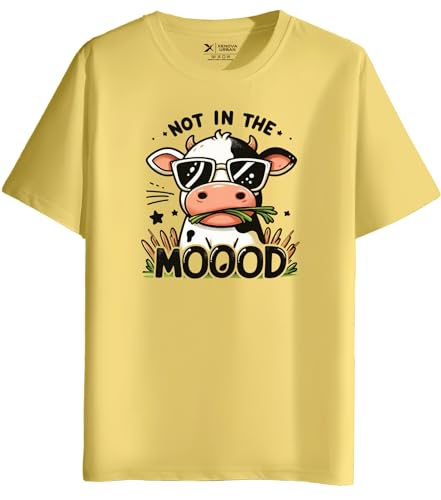 Image of XENOVAURBAN Men's Regular Fit Printed Round Neck Cotton T-Shirt | Graphic Printed Casual Wear Unisex Fit XS to 3XL Tshirt RN-MOOOD