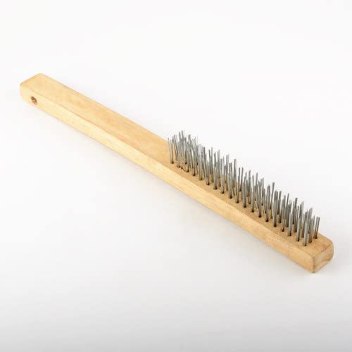 ATE Pro. USA - Wire Brush Set for Cleaning 4-Pack Multi Purpose Beechwood Handle, Stainless Steel Wire Scratch Brush for Rust, Paint, Welding, Heavy & Light Household Cleaning, Wood Brush w/Scraper