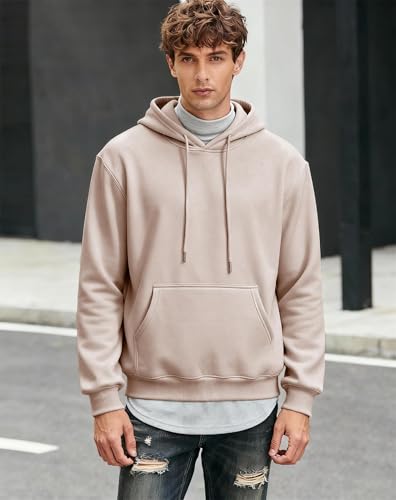 Jhsnjnr Mens Hoodies Fleece Lined Long Sleeve Drawstring Sweatshirt with Pocket Basic Plain Pullover Hoodie - Image 4