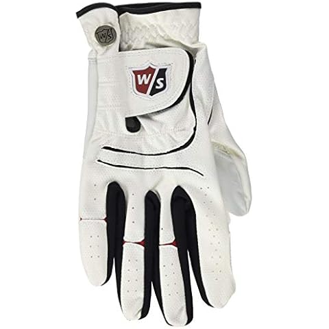 Wilson Staff Guante de Golf Grip Plus, Cuero Cabretta Abisinia de Alta Calidad, MRH, Blanco, Talla S Cover