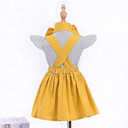 Honykids Toddler Baby Girl Outfit Polka Dot Shirt Skirt Overall Clothes Set School Uniform Dress #TOP6