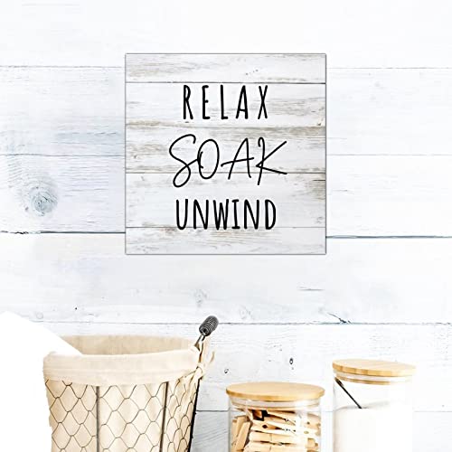 Panneau mural en bois Relax Soak Unwind pour sdb chaleureuse