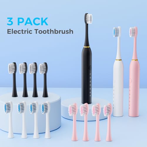 Electric Toothbrush 3 Pack 42000 VPM Sonic Power for Deep Plaque Removal 6 Customizable - image 3