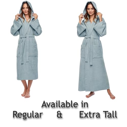 Arus Women's Hooded Classic Bathrobe Turkish Cotton Robe with Full Length Options2