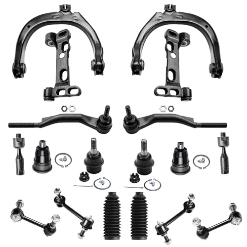 Image of Detroit Axle - Front Rear Suspension Kit for Chevrolet Trailblazer EXT SSR GMC Envoy XUV Buick Rainier Saab 9-7x Control Arms Ball Joints Sway Bars Outer & Inner Tie Rods Boots Replacement - 18pc