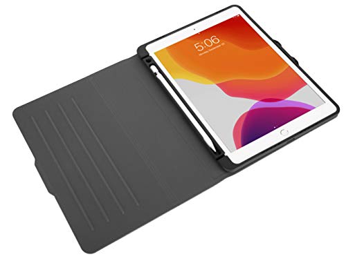 Image of Targus VersaVu Apple iPad (8th and 7th gen) 10.2-inch, iPad Air 10.5-inch, and iPad Pro 10.5-inch, Slim Lightweight Smart Shell Stand, Shock Proof, Audio Boost, Secure Closure, Black (THZ863GL)