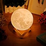 Zartes + schönes Design: warmes gelbes weißes Licht und kaltes weißes Licht. Es hat Mondkrater und Felsen, die die Oberfläche des Mondes stimulieren. Schön, sicher und Design, bietet Ihnen warme Atmosphäre zu Hause, die Sie beruhigt und entspannt. Keine Stroboskopie oder Strahlung