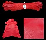 Piel curtida vegetal de cabra de piel semicirma de grano completo, adecuada para manualidades en cueros, prendas de encuadernación (rojo)