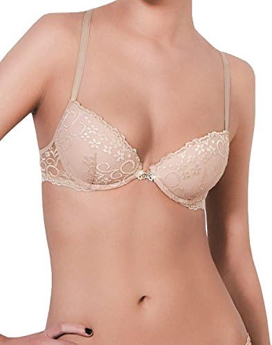 ea Lingerie Best Seller Lace Race Back Bra Underwire Front Closure Designer (36B, NUDE)