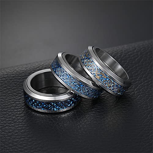 Image of HIJONES Unisex Carbide Fiber Celtic Dragon Spinner Ring Stainless Steel Wedding Spins Band