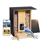 NETVUE by Birdfy Smart Bird Feeder with Camera Solar Powered 2K Live Steam&AI Bird Species Identification&Motion Detection,Birds Watching Wood Feeder for Chistmas Gift for mom,Children and Myself