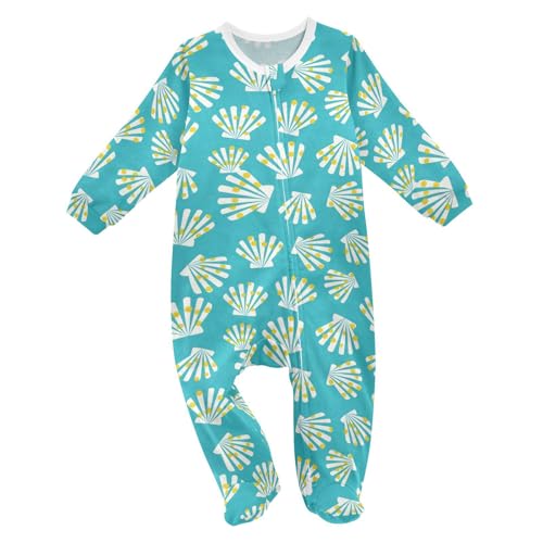 Emelivor Sea Shells Blue Newborn Baby One-Piece Sleepers Cotton Sleepwear Outfits for Girl Boy Kids