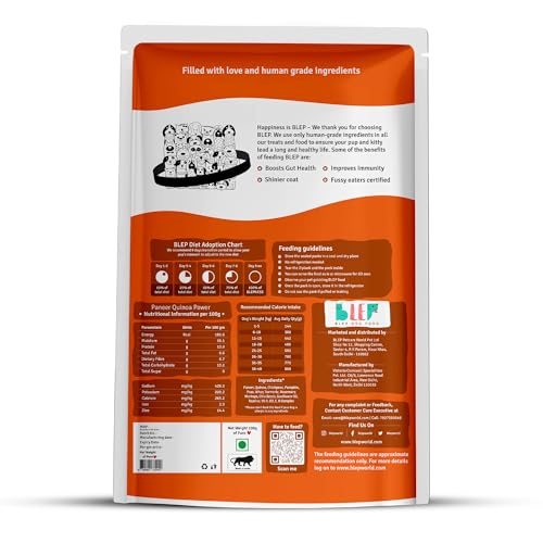 Image of BLEP Fresh Dog Food (Wet) Human Grade, Grain Free|Paneer, Quinoa & Mixed Veggies|Omega 3, 6, Vitamin A, D, E, B|Zero Preservatives & Sugar|Easily Digestible|for All Dog Breeds|500g (5 Pack of 100g)