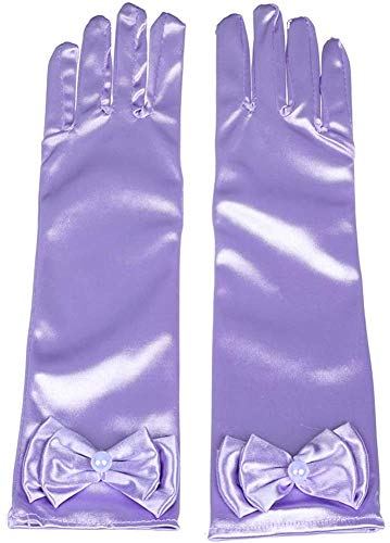 Image of FancyDressWale Girls Satin Long Gloves for Princess Dress Up Party With Bows