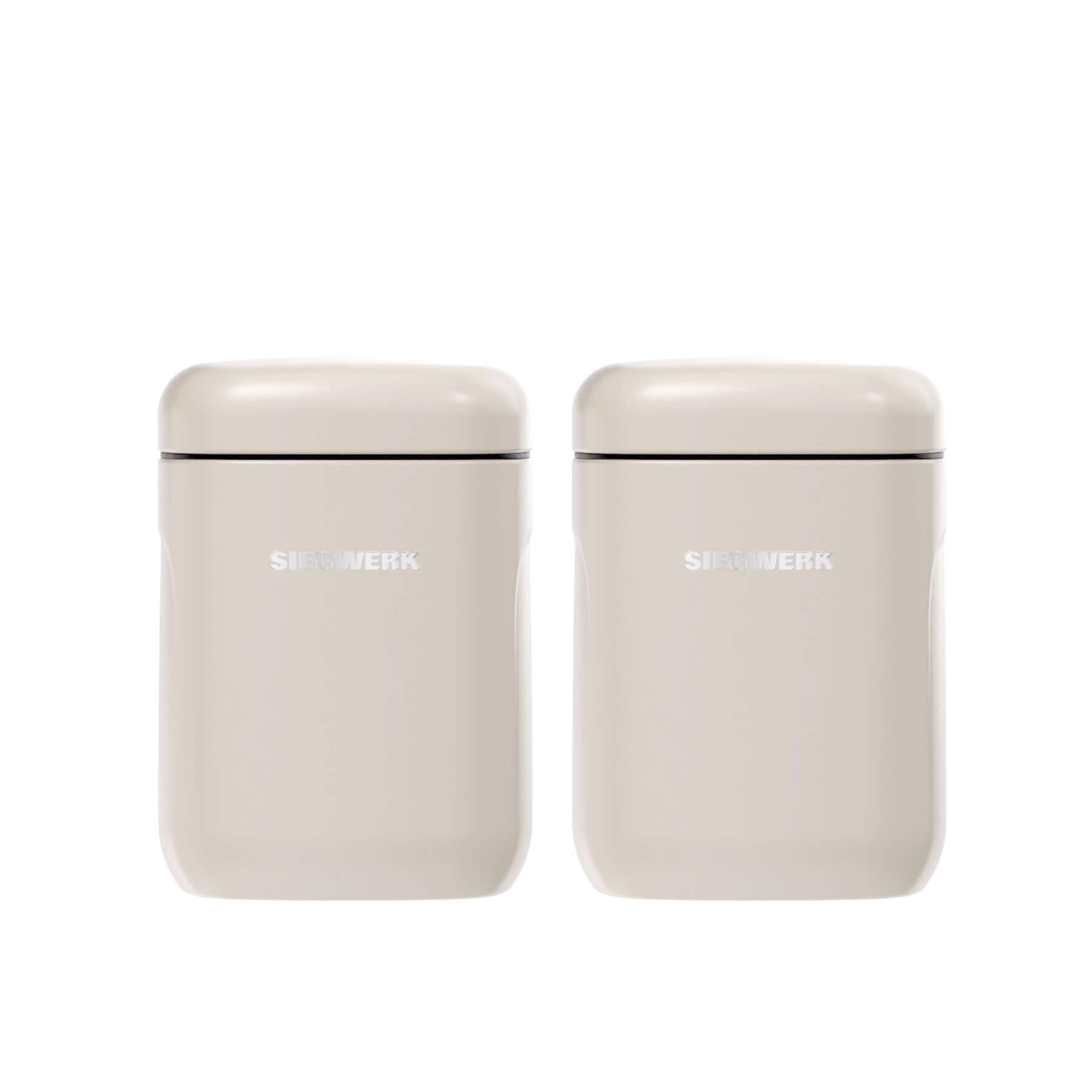 2er Set Vorratsdosen Vorratsdosen M - 1,25 l - Metall - mit Griffmulden an den Seiten - kombinierbar - beige