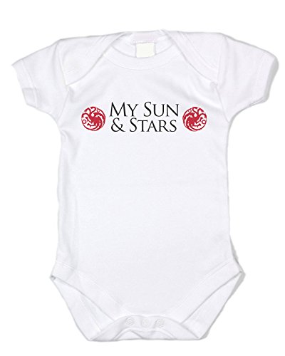 Image of Baffle "My Sun and Stars GoT Baby Clothes - White Cotton Bodysuit (3 mo)