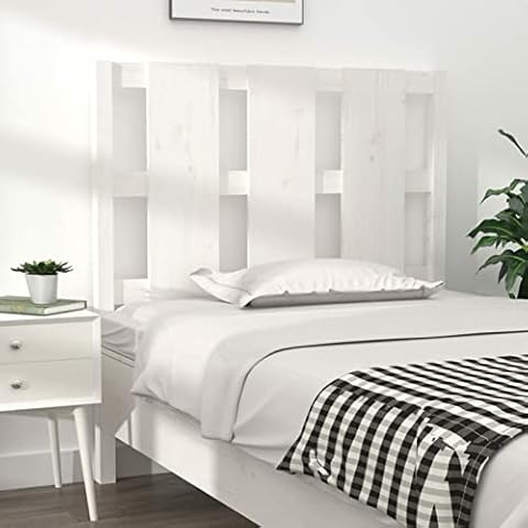 Tidyard Bed Headboard Fashion Bedroom Decor Wooden Headboard White 95.5x4x100 cm Solid Wood Pine 46 Cover