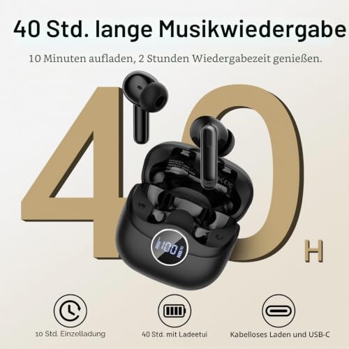 Adaptive Hybride Aktive Geräuschunterdrückung Kopfhörer Kabellos Bluetooth, Bluetooth 5.4 Kopfhörer mit 8 EQ-Modu… – Ansicht 3
