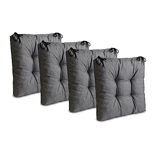 King Matratzen 1 st, 4 er, 8 er Set Stuhlkissen Sitzkissen Bodenkissen Dekokissen Wasserdicht 40x40cm / DREI Farben/Gartenkissen/Sitz-Auflage (4 Er Set - Grau)